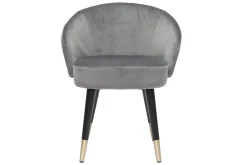 Chaises design en tissu velours gris, bois noir et métal doré (lot de 2) BRIZO