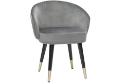 Chaises design en tissu velours gris, bois noir et métal doré (lot de 2) BRIZO