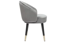 Chaises design en tissu velours gris, bois noir et métal doré (lot de 2) BRIZO