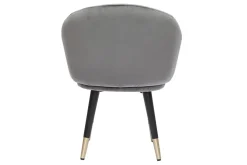 Chaises design en tissu velours gris, bois noir et métal doré (lot de 2) BRIZO