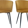 Chaises design en tissu velours bronze et métal noir (lot de 2) SERIF