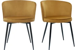 Chaises design en tissu velours bronze et métal noir (lot de 2) SERIF