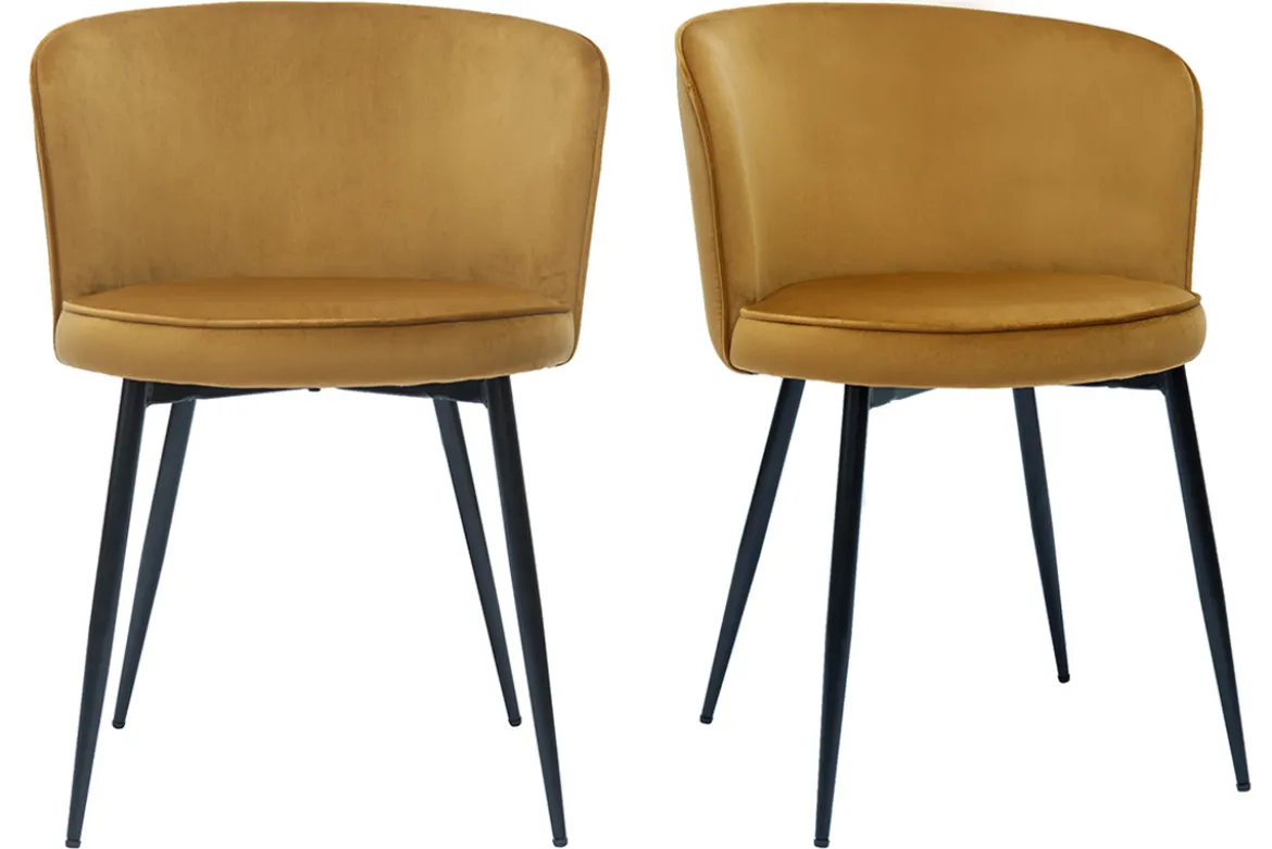 Chaises design en tissu velours bronze et métal noir (lot de 2) SERIF