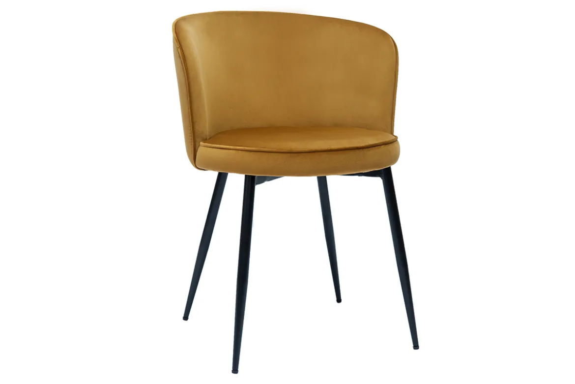 Chaises design en tissu velours bronze et métal noir (lot de 2) SERIF