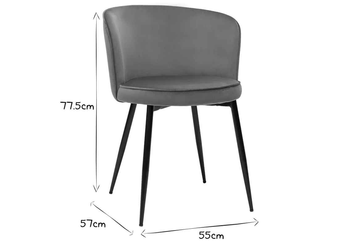 Chaises design en tissu velours bronze et métal noir (lot de 2) SERIF