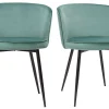Chaises design en tissu velours vert céladon et métal noir (lot de 2) SERIF