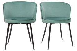 Chaises design en tissu velours vert céladon et métal noir (lot de 2) SERIF