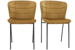 Chaises design en tissu velours bronze et métal noir (lot de 2) SAIGA