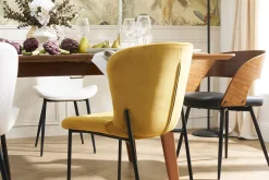 Chaises design en tissu velours bronze et métal noir (lot de 2) SAIGA