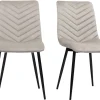 Chaises design en tissu velours taupe et métal noir (lot de 2) PUMPKIN