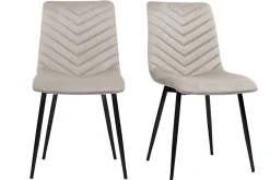 Chaises design en tissu velours taupe et métal noir (lot de 2) PUMPKIN