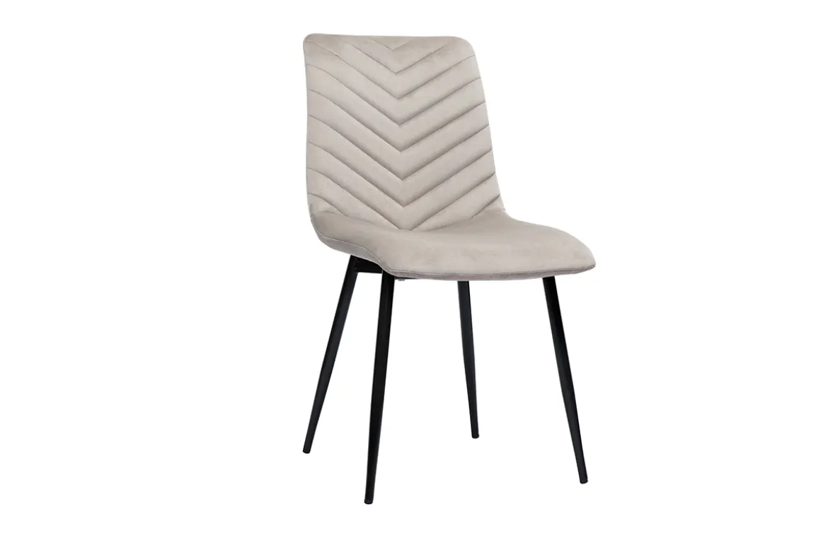 Chaises design en tissu velours taupe et métal noir (lot de 2) PUMPKIN