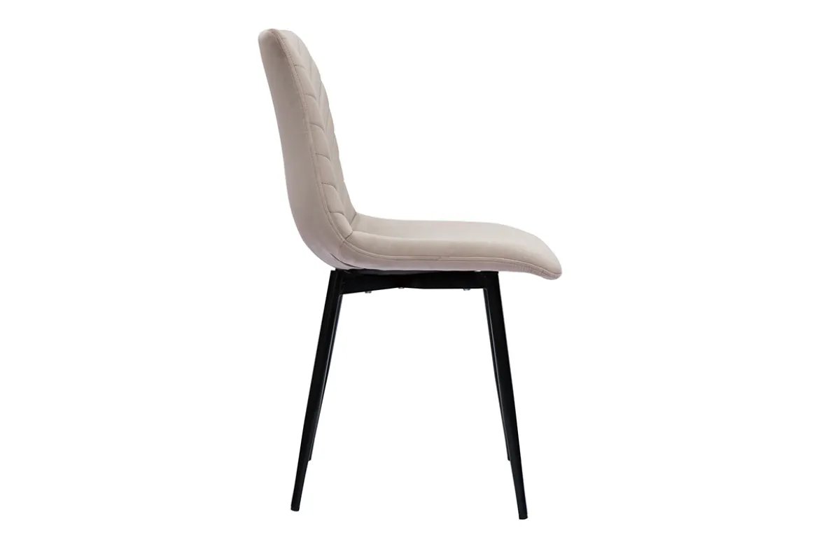 Chaises design en tissu velours taupe et métal noir (lot de 2) PUMPKIN