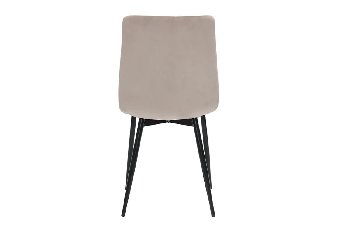 Chaises design en tissu velours taupe et métal noir (lot de 2) PUMPKIN