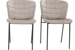 Chaises design en tissu velours taupe et métal noir (lot de 2) SAIGA