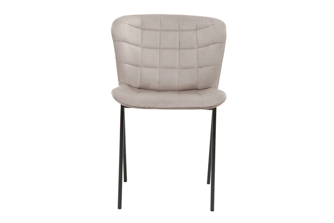 Chaises design en tissu velours taupe et métal noir (lot de 2) SAIGA