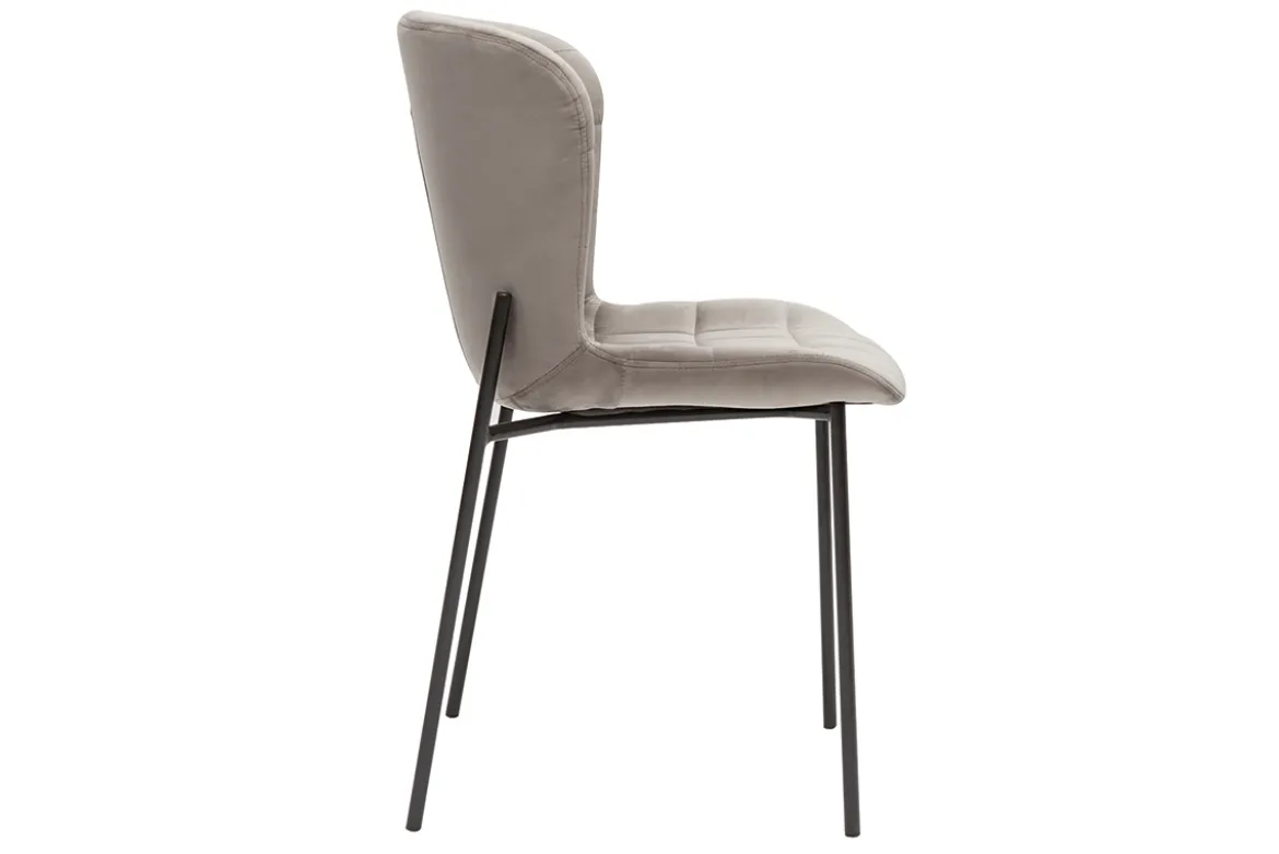 Chaises design en tissu velours taupe et métal noir (lot de 2) SAIGA