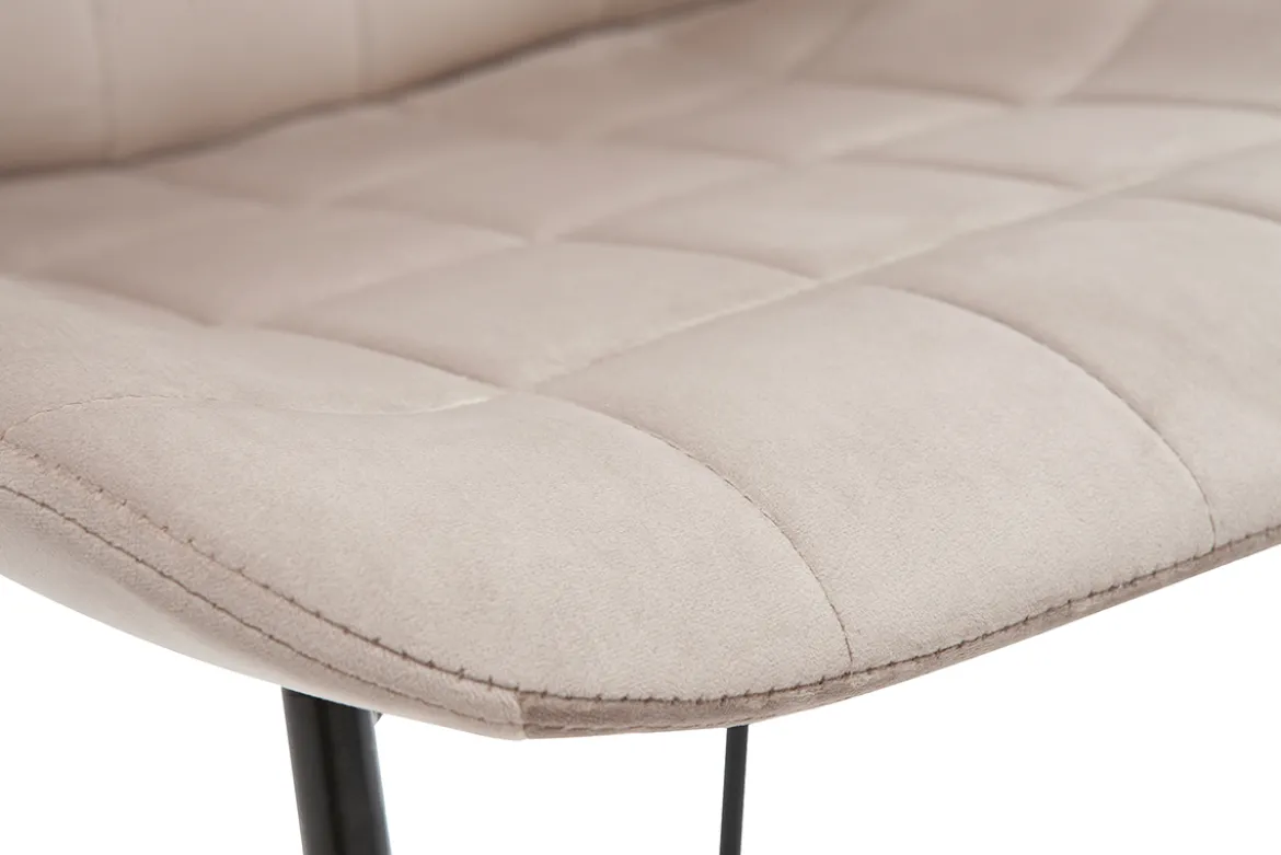 Chaises design en tissu velours taupe et métal noir (lot de 2) SAIGA