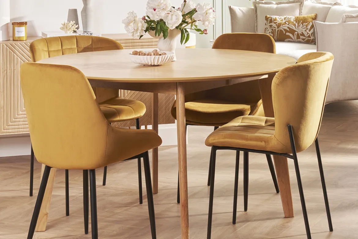 Chaises design en tissu velours taupe et métal noir (lot de 2) SAIGA
