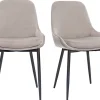 Chaises design en tissu velours taupe et métal noir (lot de 2) HOLO