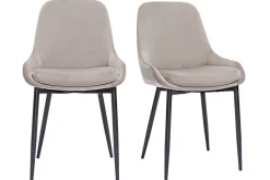 Chaises design en tissu velours taupe et métal noir (lot de 2) HOLO