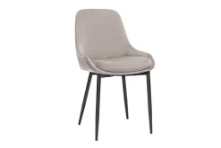 Chaises design en tissu velours taupe et métal noir (lot de 2) HOLO