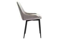 Chaises design en tissu velours taupe et métal noir (lot de 2) HOLO