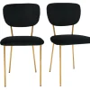 Chaises design en tissu velours noir et métal doré (lot de 2) LEPIDUS