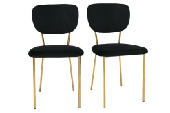 Chaises design en tissu velours noir et métal doré (lot de 2) LEPIDUS