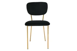 Chaises design en tissu velours noir et métal doré (lot de 2) LEPIDUS