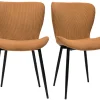 Chaises design en tissu velours côtelé jaune curry et métal noir (lot de 2) ADDICT