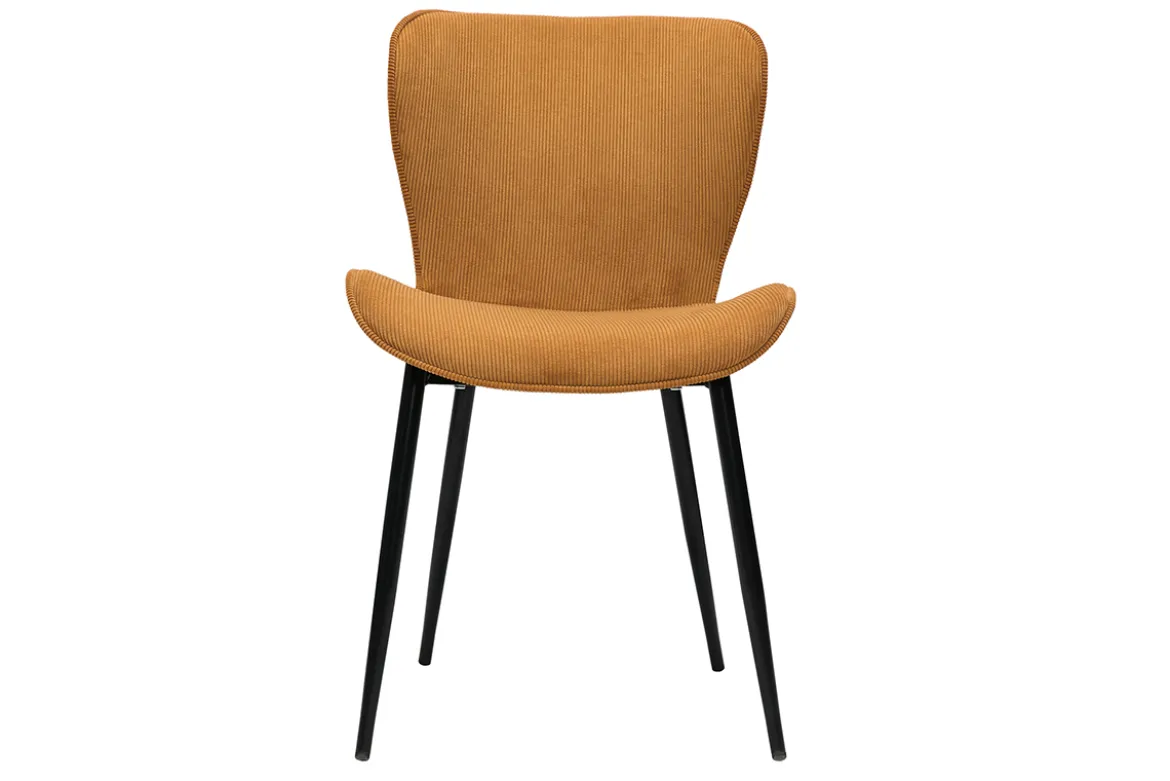 Chaises design en tissu velours côtelé jaune curry et métal noir (lot de 2) ADDICT