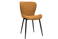 Chaises design en tissu velours côtelé jaune curry et métal noir (lot de 2) ADDICT