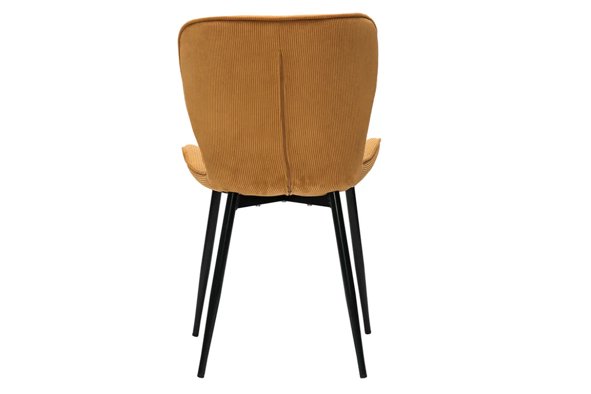 Chaises design en tissu velours côtelé jaune curry et métal noir (lot de 2) ADDICT