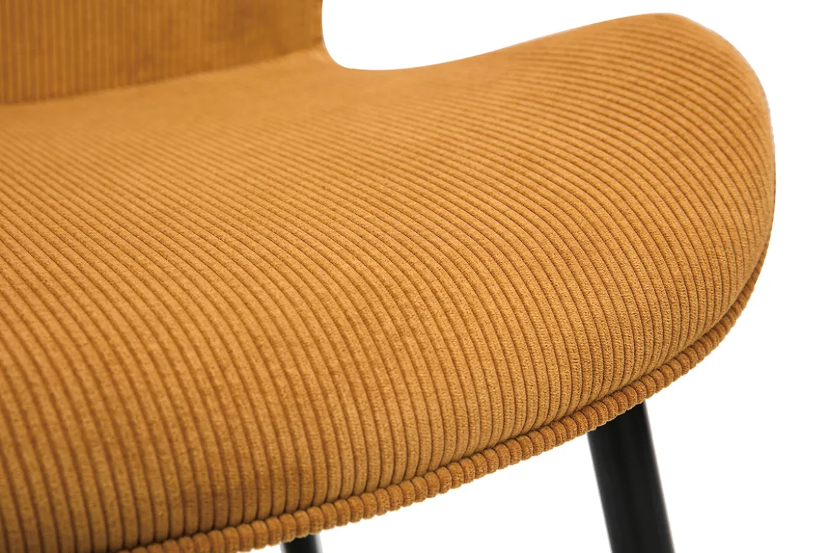 Chaises design en tissu velours côtelé jaune curry et métal noir (lot de 2) ADDICT