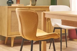 Chaises design en tissu velours côtelé jaune curry et métal noir (lot de 2) ADDICT