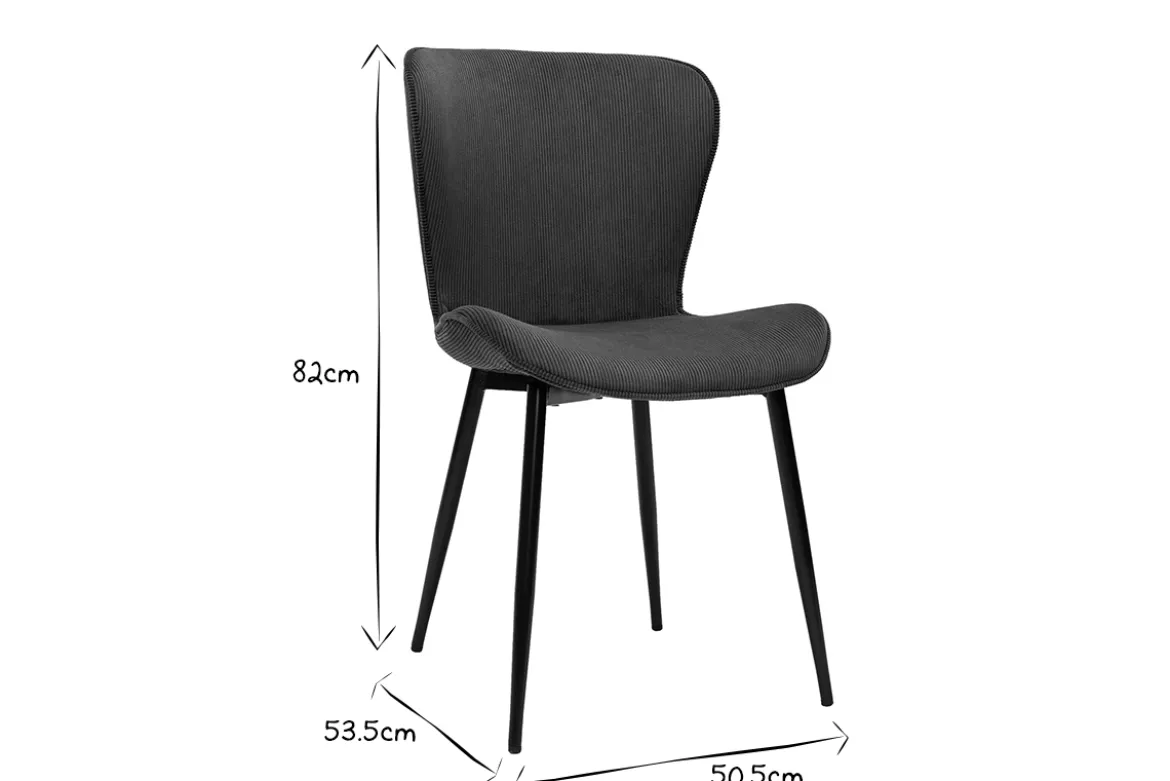 Chaises design en tissu velours côtelé jaune curry et métal noir (lot de 2) ADDICT