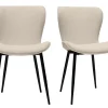 Chaises design en tissu velours côtelé beige et métal noir (lot de 2) ADDICT