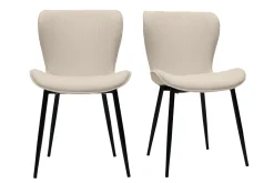 Chaises design en tissu velours côtelé beige et métal noir (lot de 2) ADDICT