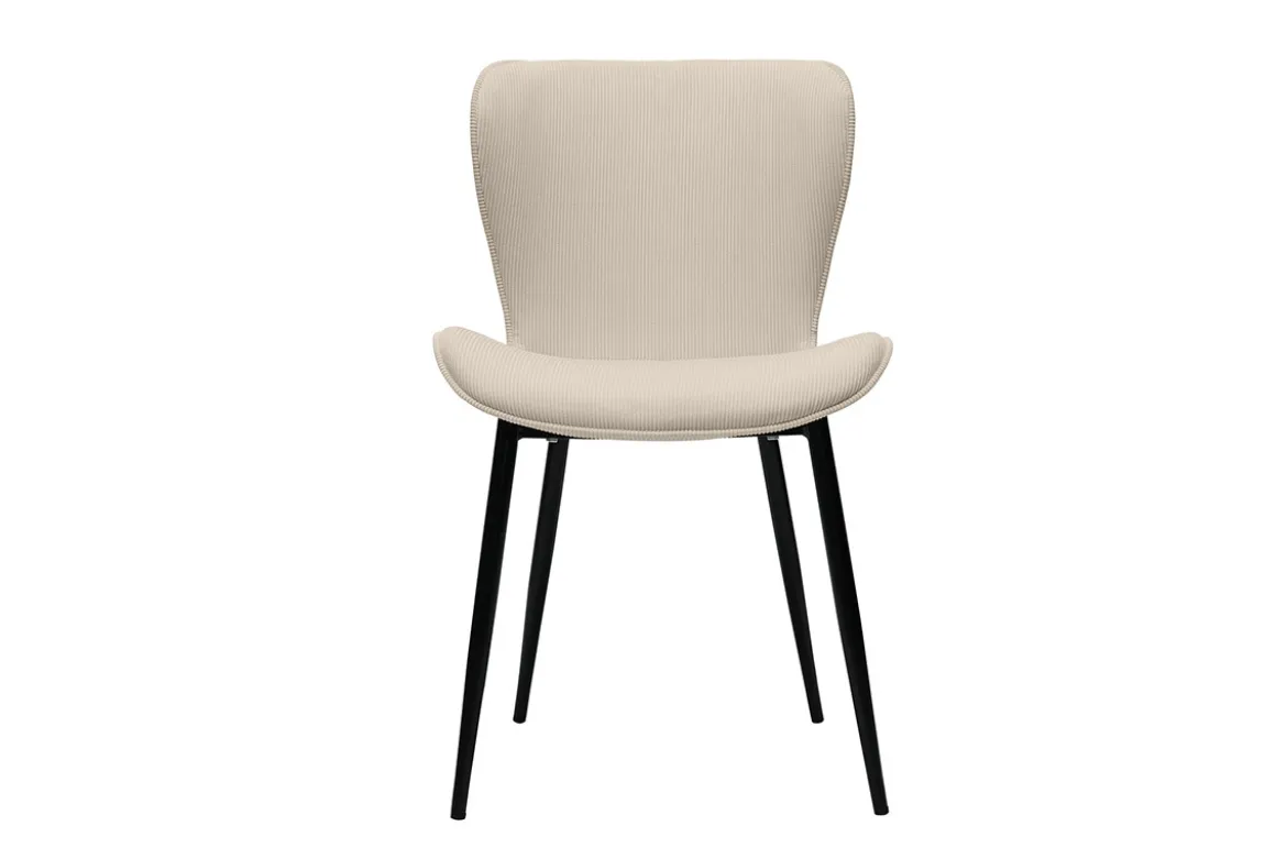 Chaises design en tissu velours côtelé beige et métal noir (lot de 2) ADDICT