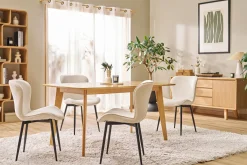 Chaises design en tissu velours côtelé beige et métal noir (lot de 2) ADDICT