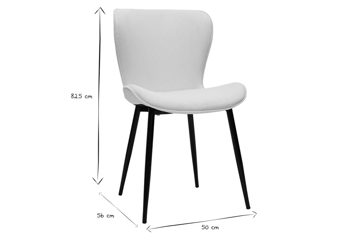 Chaises design en tissu velours côtelé beige et métal noir (lot de 2) ADDICT