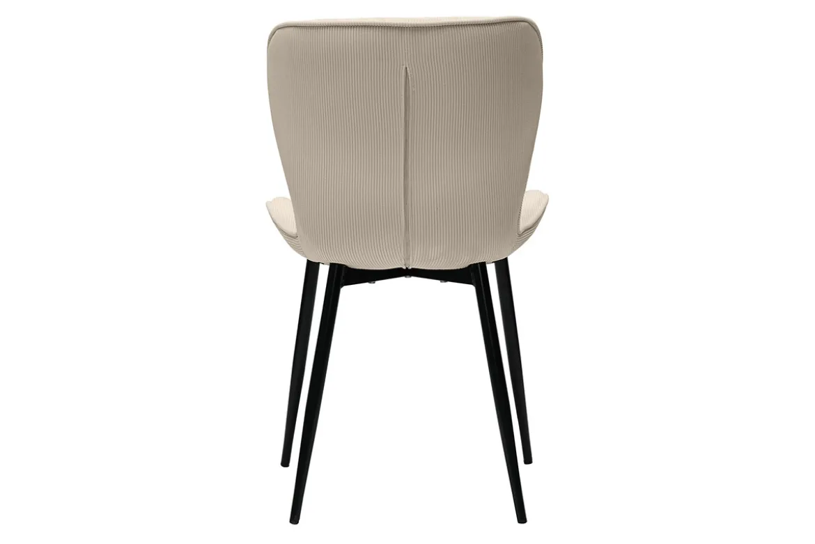 Chaises design en tissu velours côtelé beige et métal noir (lot de 2) ADDICT