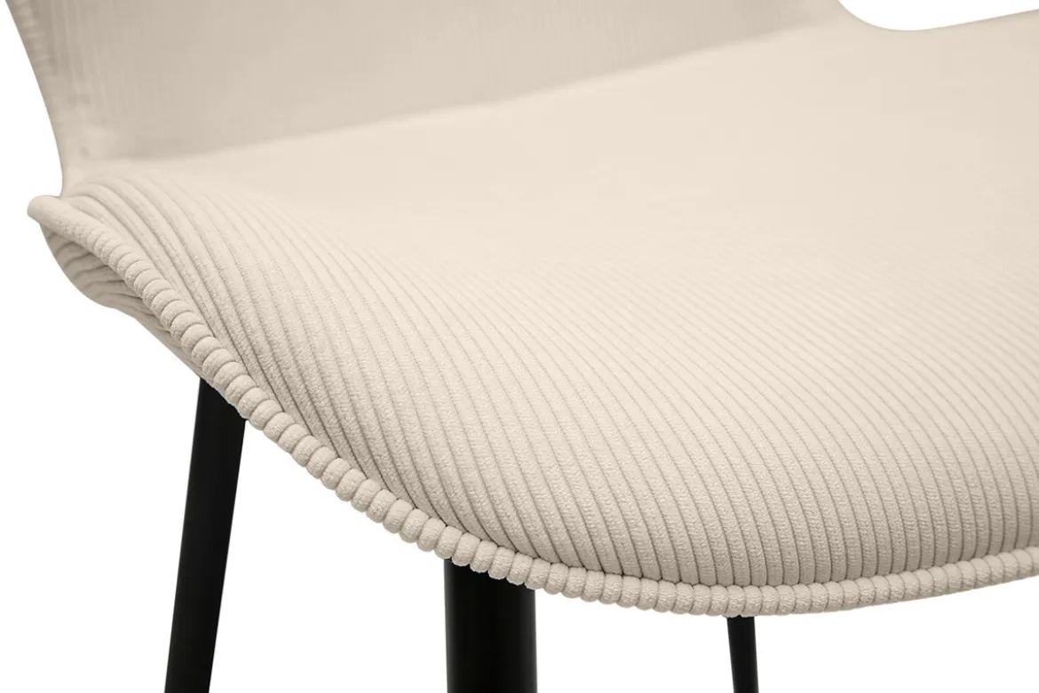 Chaises design en tissu velours côtelé beige et métal noir (lot de 2) ADDICT