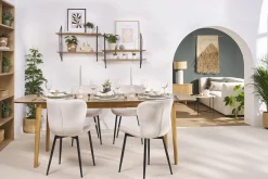 Chaises design en tissu velours côtelé beige et métal noir (lot de 2) ADDICT