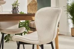 Chaises design en tissu velours côtelé beige et métal noir (lot de 2) ADDICT
