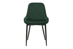 Chaises design en tissu velours vert foncé et métal noir (lot de 2) HOLO