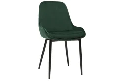 Chaises design en tissu velours vert foncé et métal noir (lot de 2) HOLO
