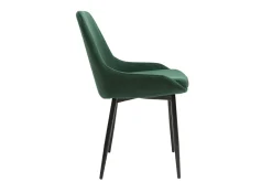 Chaises design en tissu velours vert foncé et métal noir (lot de 2) HOLO
