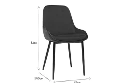 Chaises design en tissu velours vert foncé et métal noir (lot de 2) HOLO